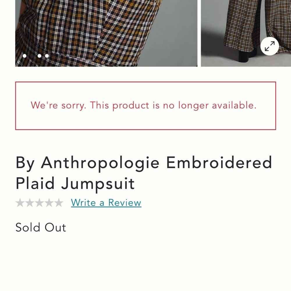 Anthropologie Embroidered Plaid Pleated Wide Leg Flowy Jumpsuit Sz 4 - Picture 4 of 10